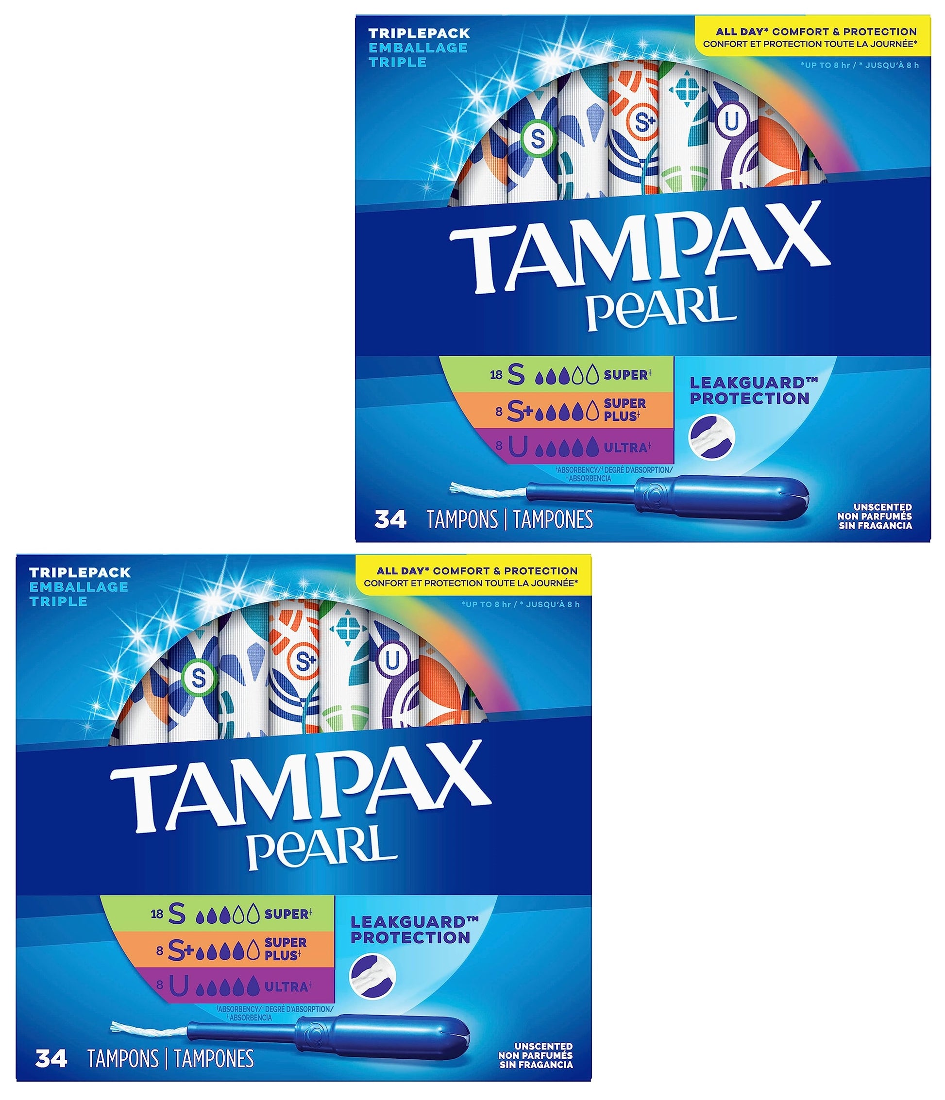 Tampax Tampons Pearl Duo Pack 34 Ct Unscentd 17 Reg+17 Super