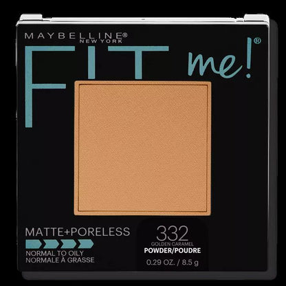MAYBELLINE New York Fit Me Matte + Poreless Pressed Face Powder Makeup, 332 Golden Caramel, 0.29 oz