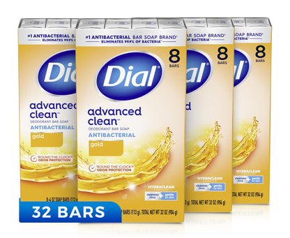 Dial Bar Soap Gold 4oz 8 Count Advanced Clean Antibacterial