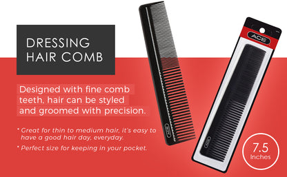 ACE 7.5" Classic Dressing Comb - Black