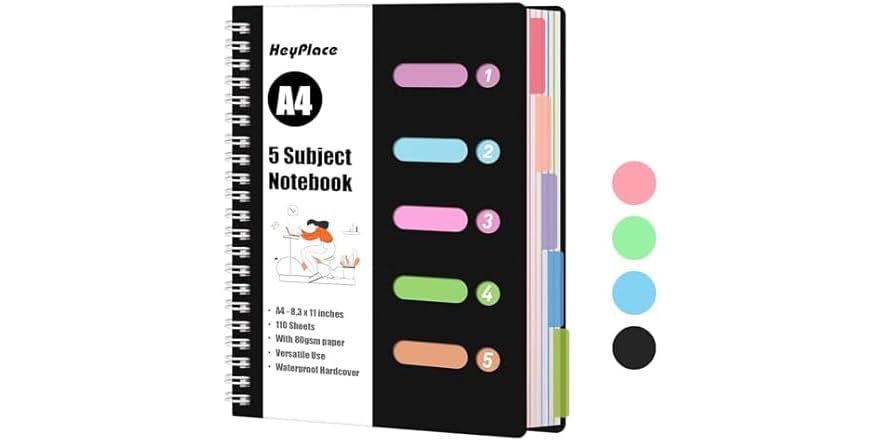 iScholar 5 Subject Wide Ruled Notebook - Assorted Colors