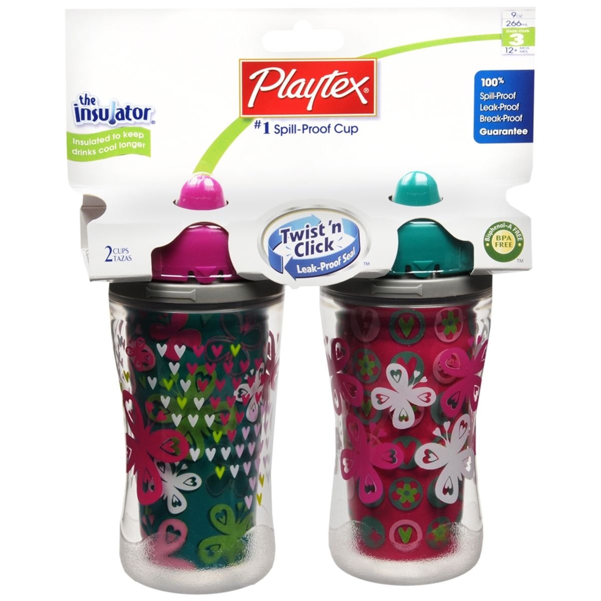 Playtex Baby Insulated Spill- Proof Cup +Cover 2 Pk 6M+ 10oz