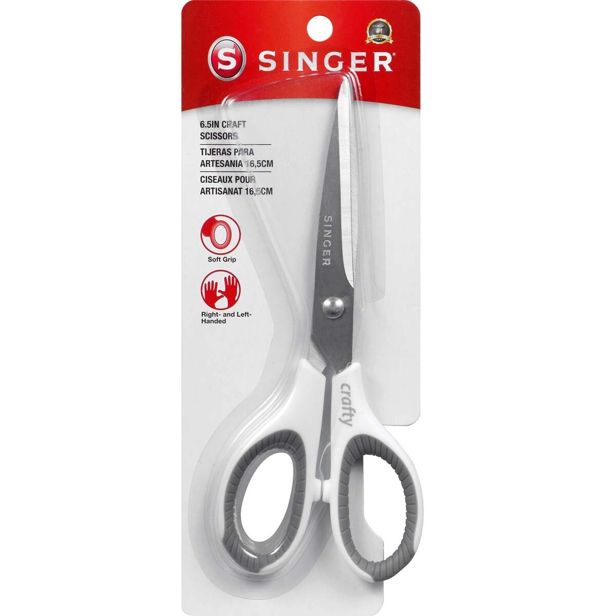 SINGER 6-3/4 inch Fabric Scissors with Red & White Comfort Grip