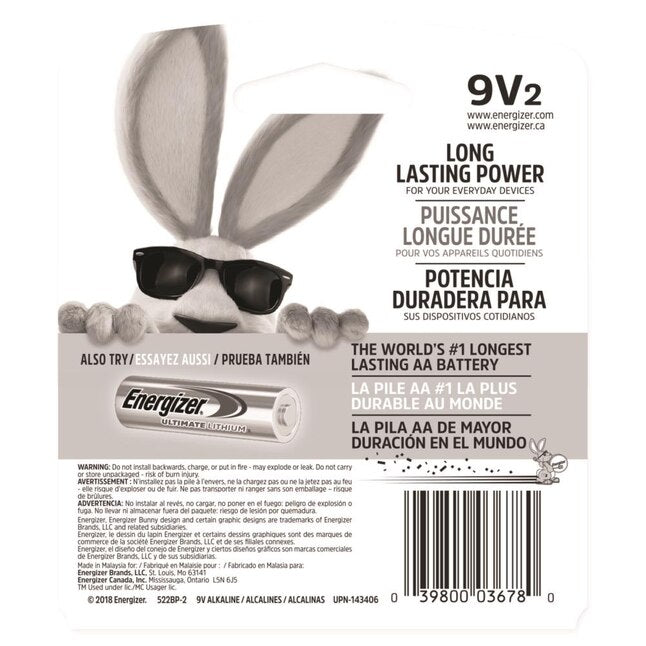 ENERGIZER MAX ALK 9 VOLT 522BP1 SINGLE