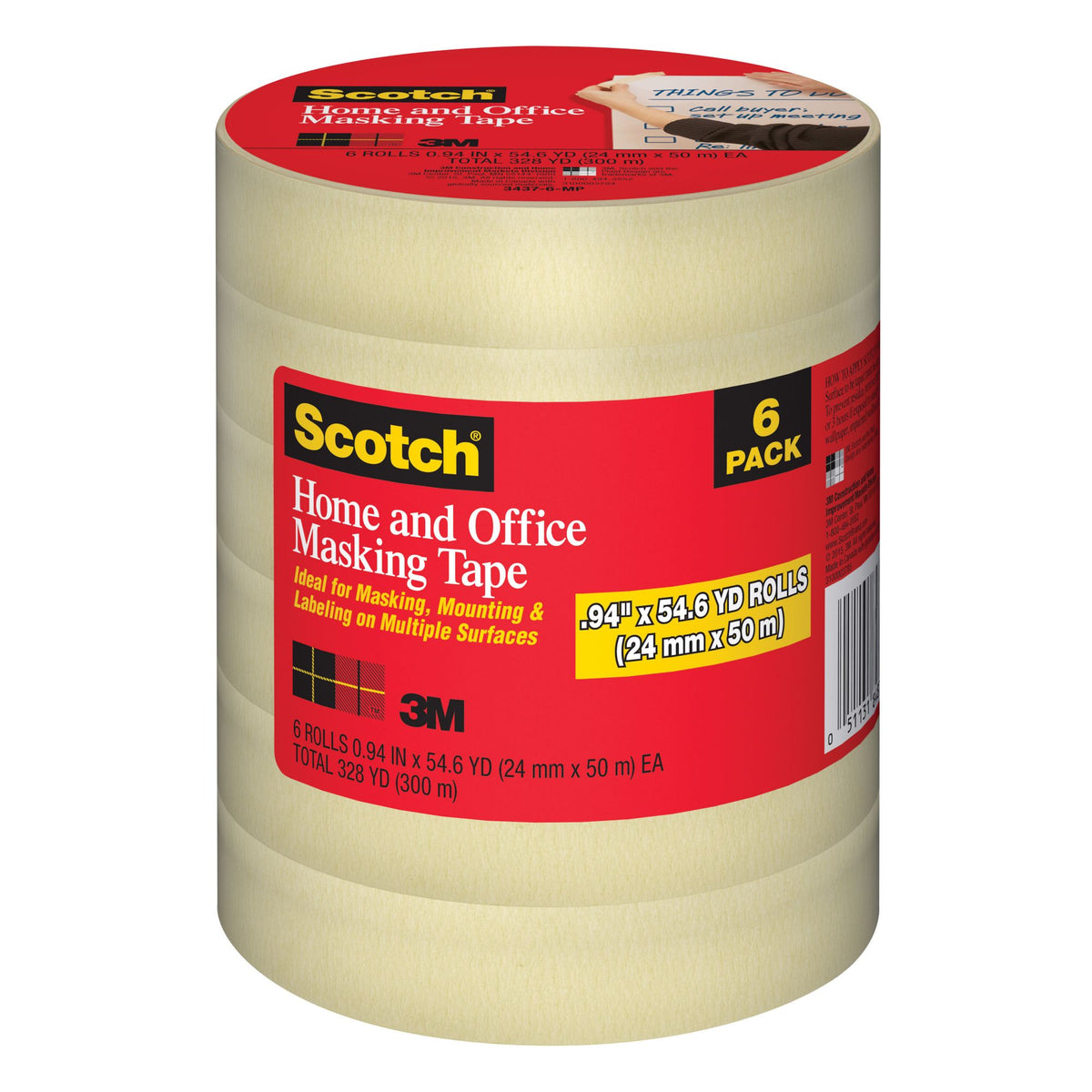 Scotch Home and Office Masking Tape, 3 Rolls
