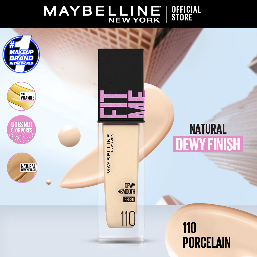 MAYBELLINE New York Fit Me Dewy + Smooth Foundation Makeup, 110 Porcelain, 1 oz