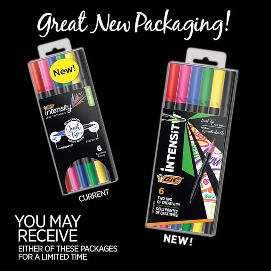 BiC Intensity Dual Tip Highlighter - Assorted, 6 count