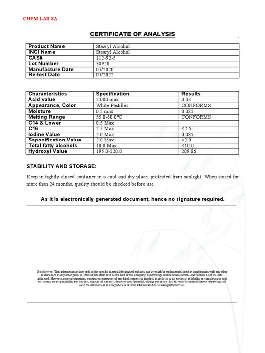 STEARYL ALCOHOL NF 5000 GM DS