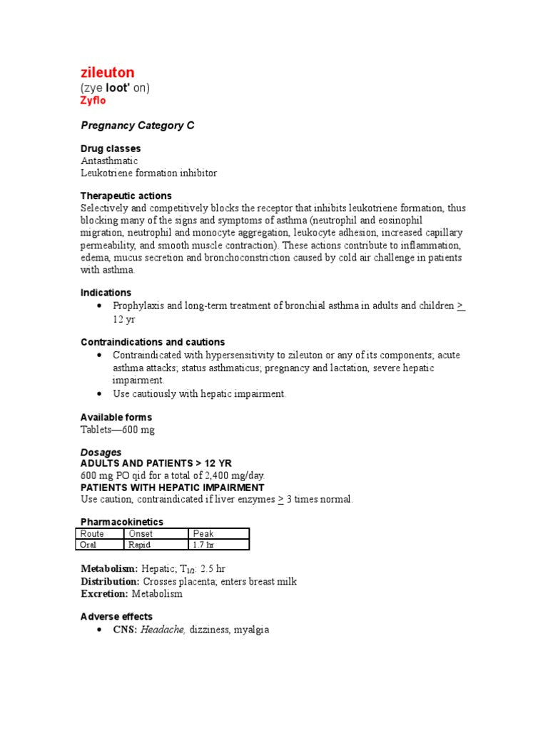 ZILEUTON TB 600MG 120 ER
