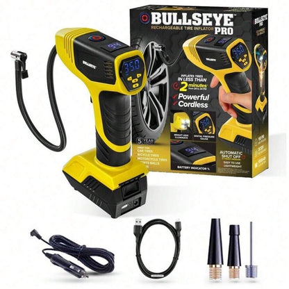 Bell + Howell Bullseye Pro Portable Rechargeable Tire Inflator with Digital Pressure Gauge