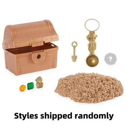 Kinetic Sand Buried Treasure Playset with 6oz of Play Sand and Surprise Hidden Tool (Style May Vary) Sensory Toys for Kids Ages 3 and up