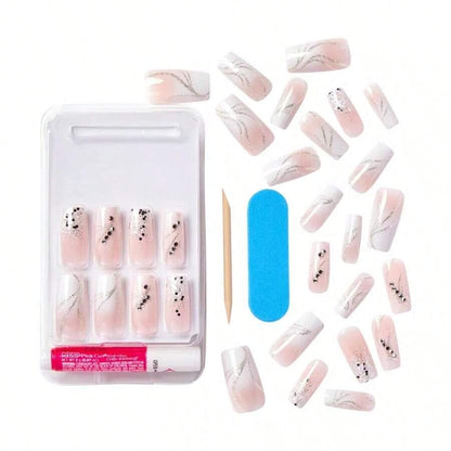 KISS Classy Premium Long Square Glue-On Fake Nails - Gorgeous
