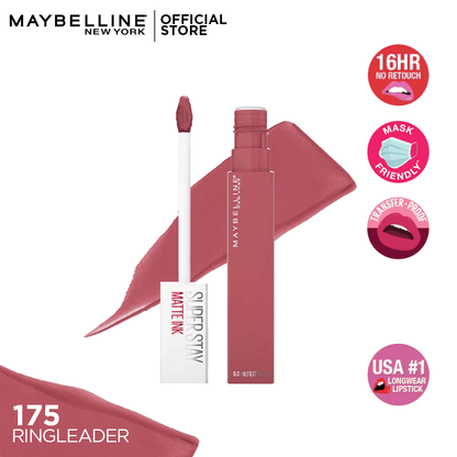 MAYBELLINE New York Super Stay Matte Ink Liquid Lipstick, 175 Ringleader, 0.17 oz