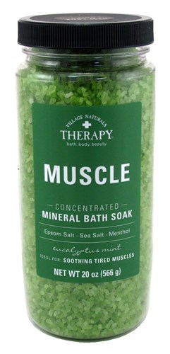 Village Nat. Mineral Bath Soak Muscle Eucalyptus Mint 20oz