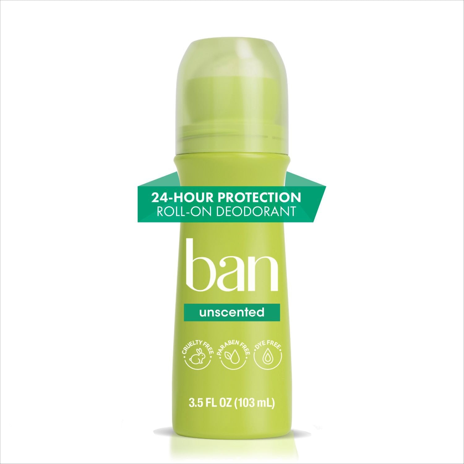 Ban Deodorant 3.5oz Roll-On Unscented 24Hr Protection