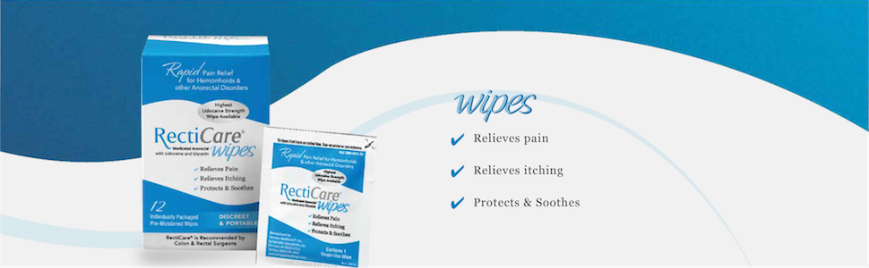 RECTICARE MEDICATED ANORECTAL WIPES 12CT