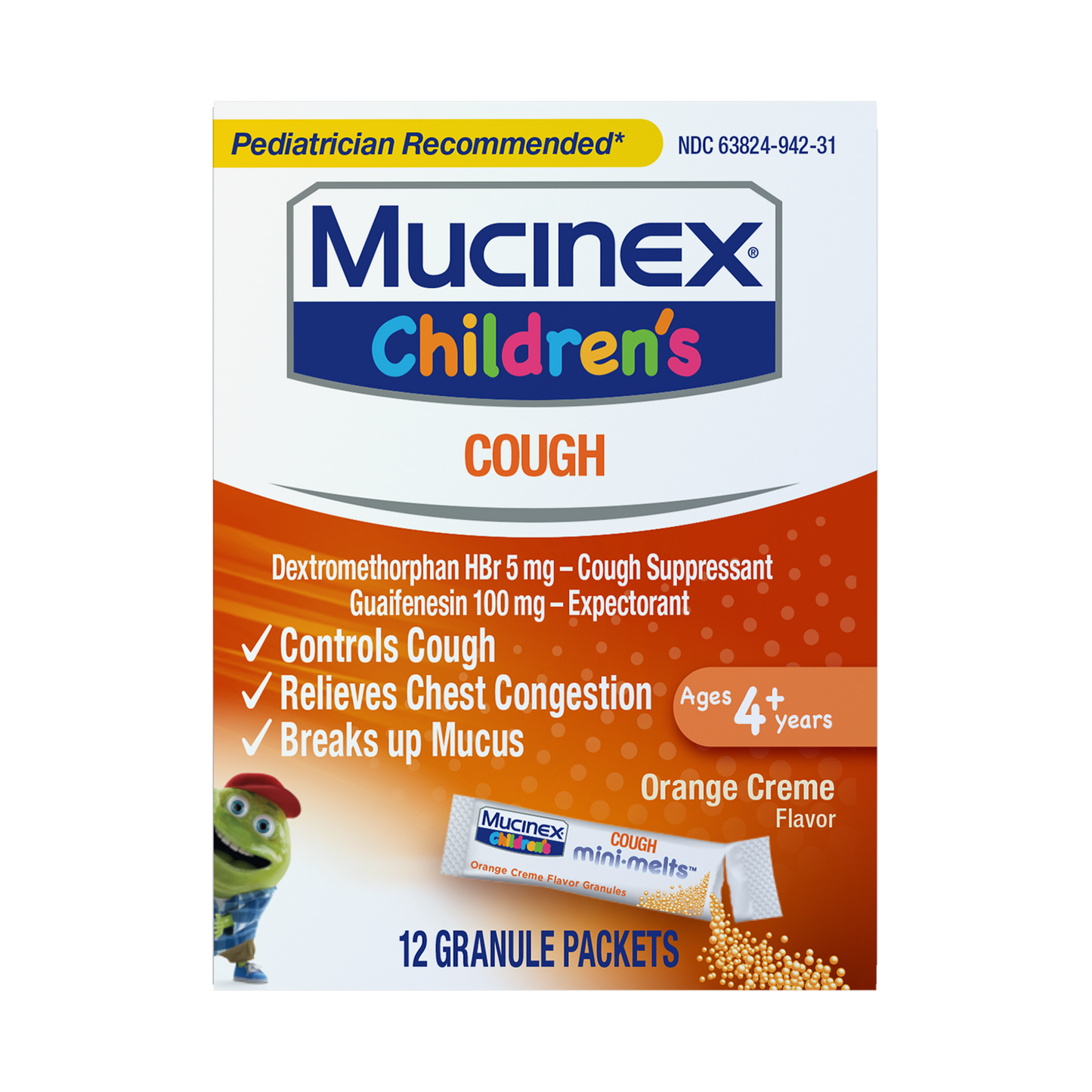 MUCINEX KIDS MINIMELT ORANGE 12CT