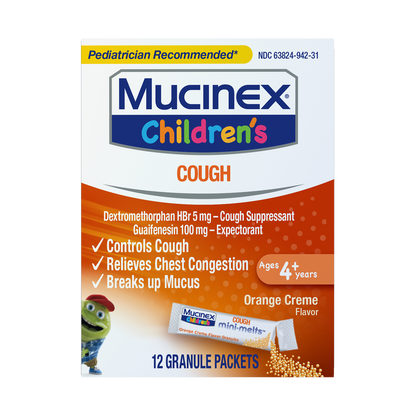 MUCINEX KIDS MINIMELT ORANGE 12CT