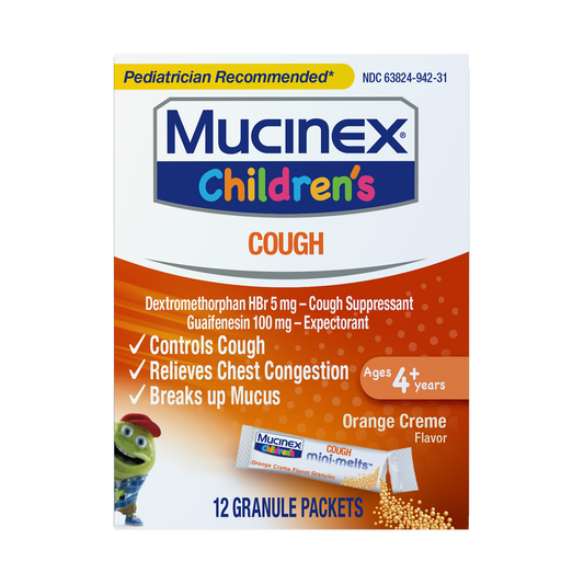 MUCINEX KIDS MINIMELT ORANGE 12CT