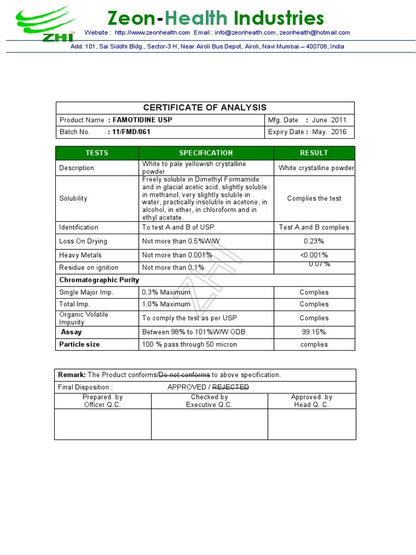 FAMOTIDINE USP 500 GM DS