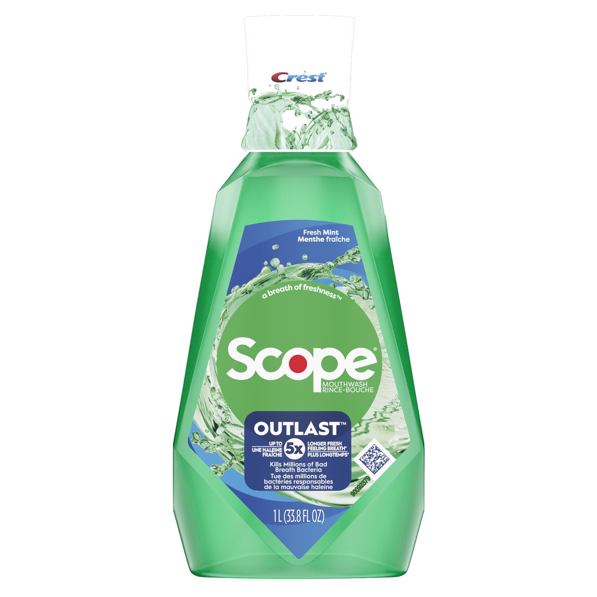 Crest Scope Outlast Mouthwash - Fresh Mint, 3.3 oz