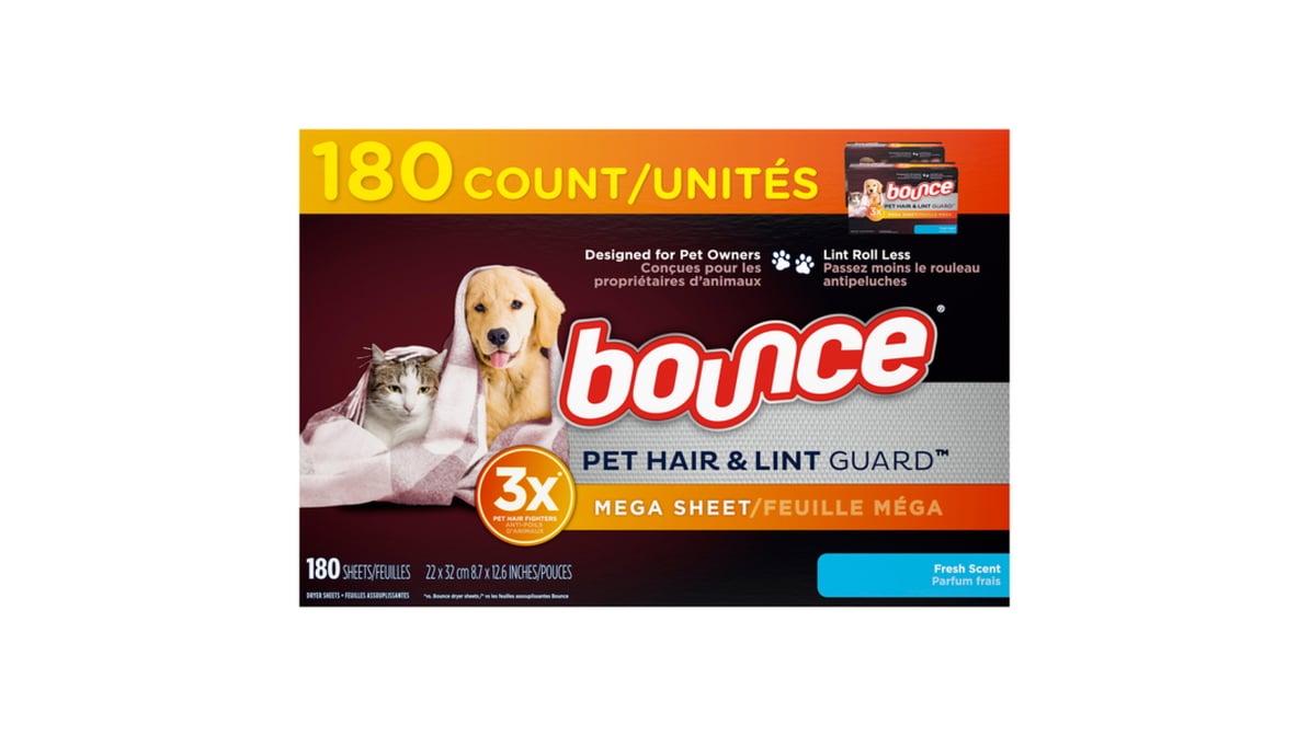 BOUNCE PET HAIR&LINT GUARD SHT 160CT DS
