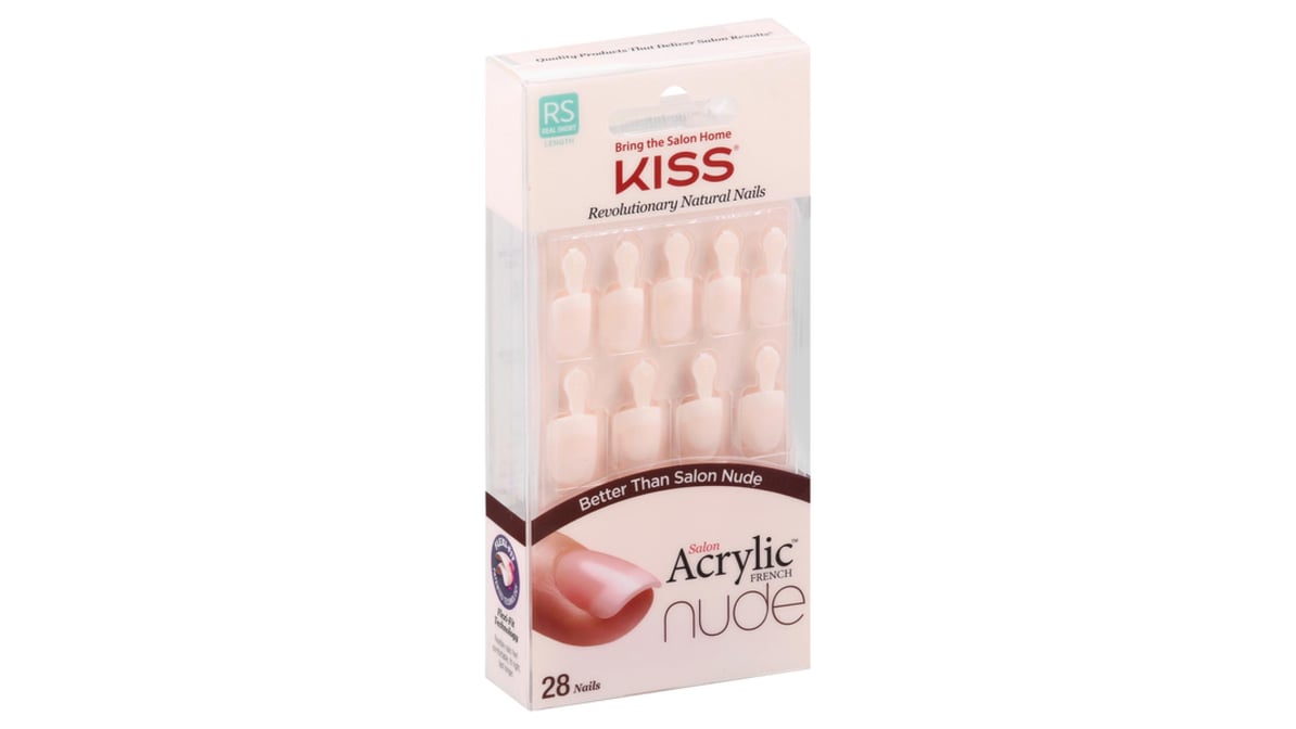 Kiss Salon Acrylic French 28 Count Real Short Length Nude