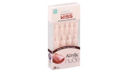Kiss Salon Acrylic French 28 Count Real Short Length Nude
