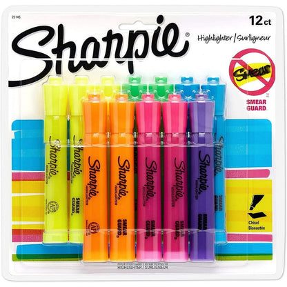 Sharpie Tank Style Chisel Tip Fluorescent Highlighter - Assorted, 12 count