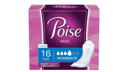POISE MODERATE LONG PADS 2X54CT