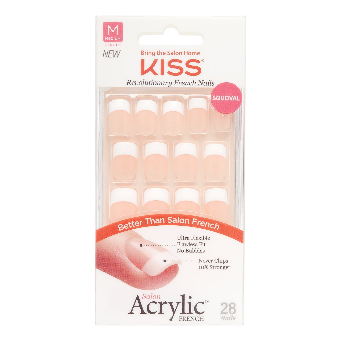 KISS Salon Acrylic French Fake Nails  - Flame