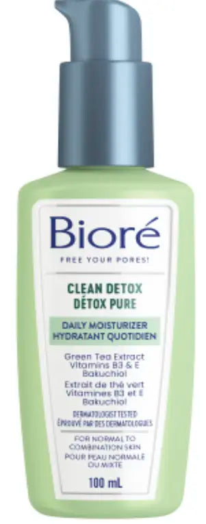 Biore Clean Detox Daily Moisturizer 3.4oz Pump