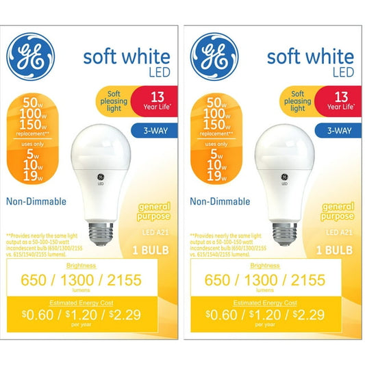GE 50/100/150W A21 Reveal Soft White Light Bulb