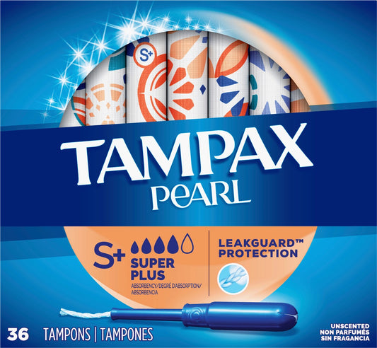 Tampax Tampons Pearl Super 36 Count Leakguard Unscented