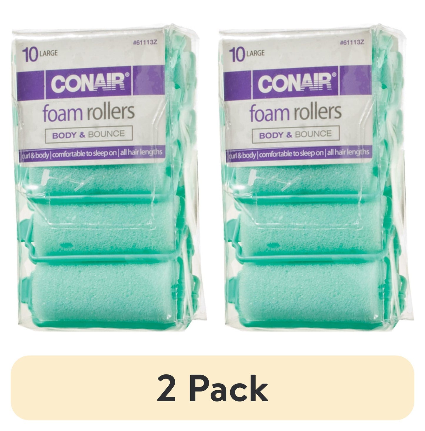 CONAIR Body & Bounce Large Foam Hair Rollers, 10 count