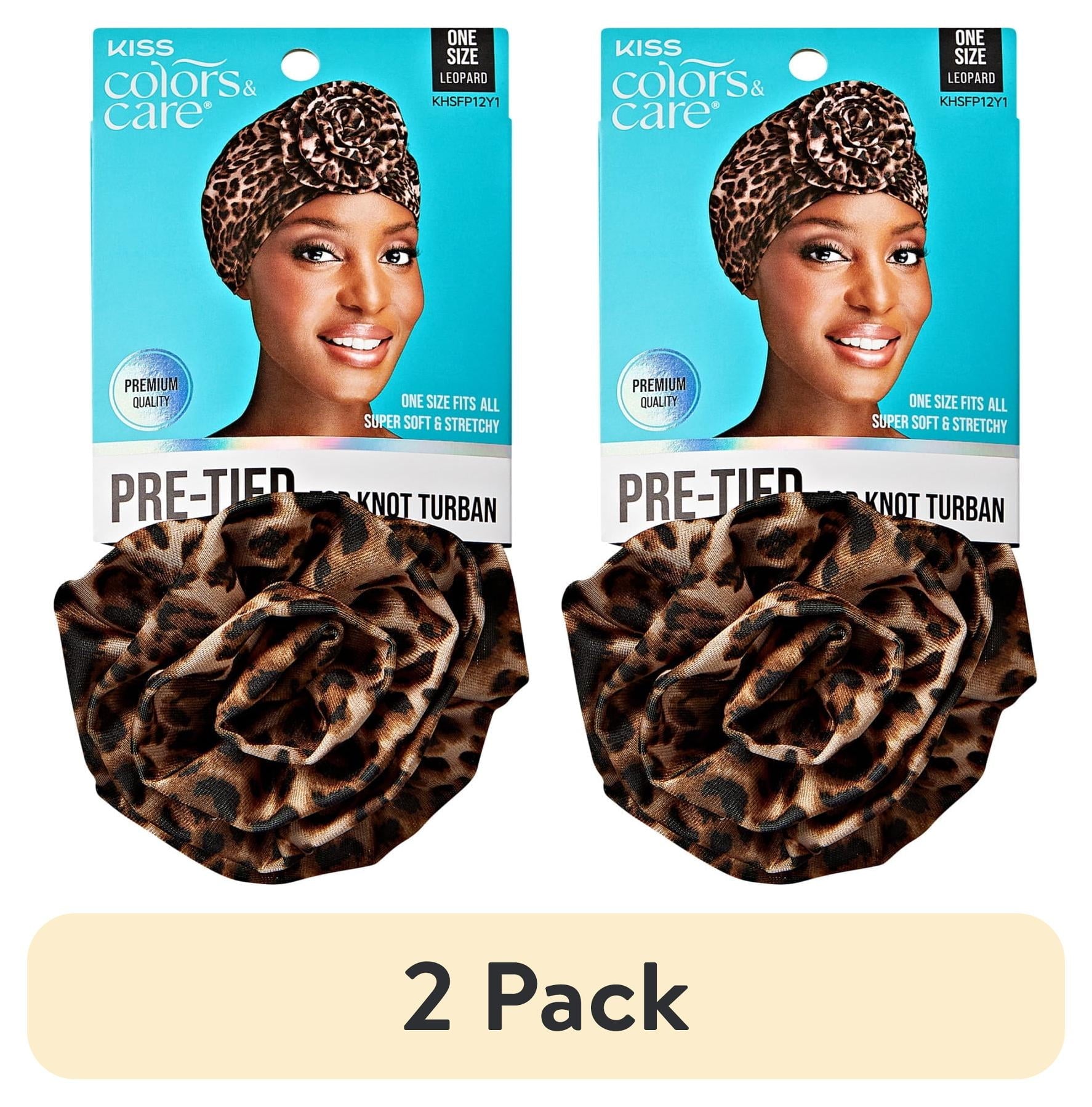 KISS Colors & Care Pre-Tied Top Knot Turban, One Size - Leopard