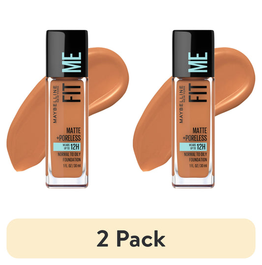 MAYBELLINE New York Fit Me Matte + Poreless Foundation Makeup, 338 Spicy Brown, 1 oz