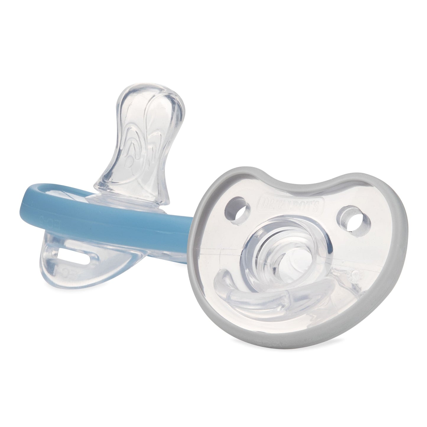 DR. TALBOT'S Soft-Flex Orthodontic Pacifiers, 6-12 months - Aqua and Clear, 2 count