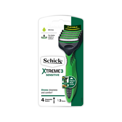 Schick Mens Xtreme3 Razor Sensitive Disposable 4 Count