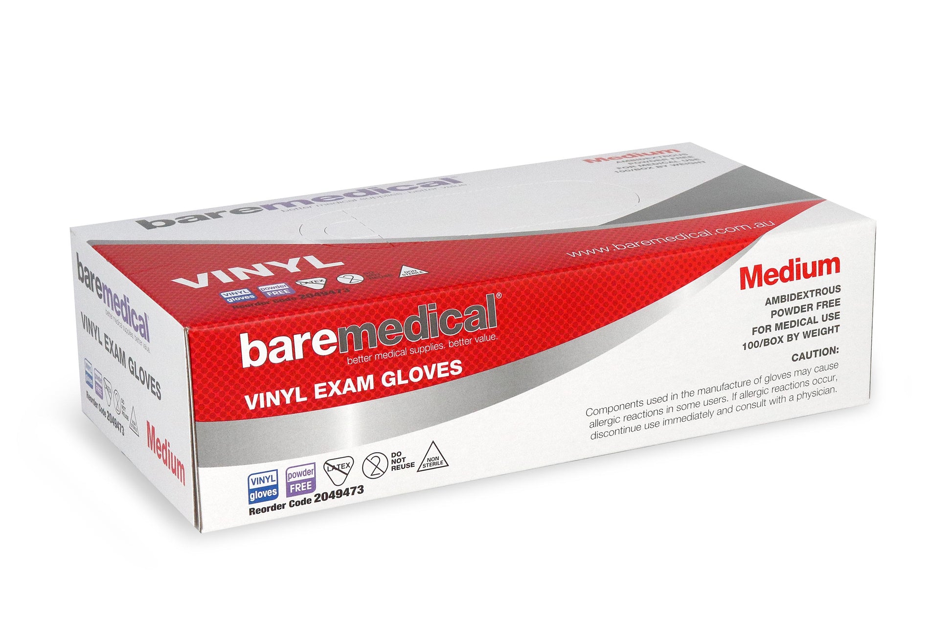 AB GLOVE VINYL EXAM MEDIUM 100CT