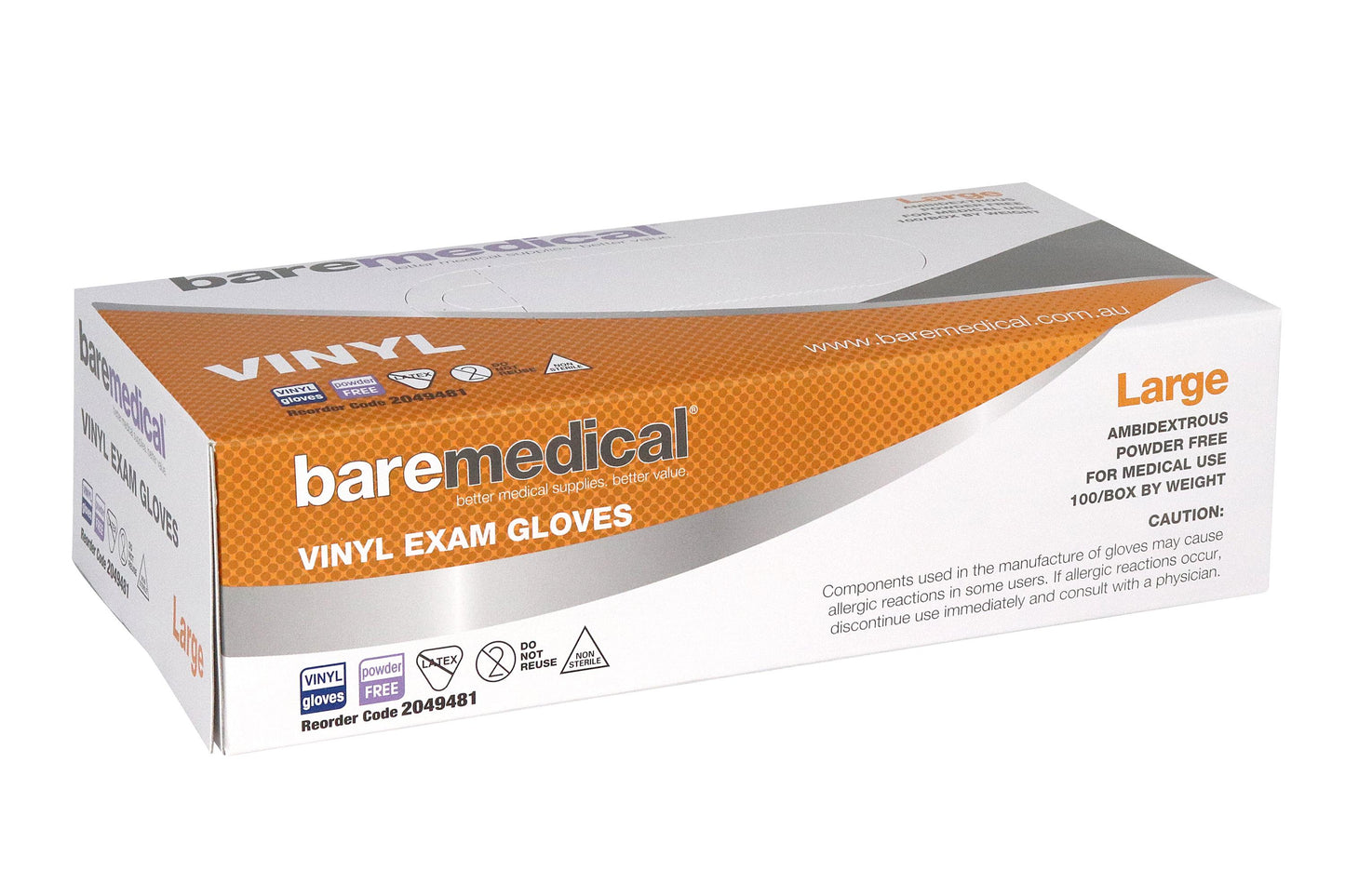 AB GLOVE VINYL EXAM LARGE 100CT