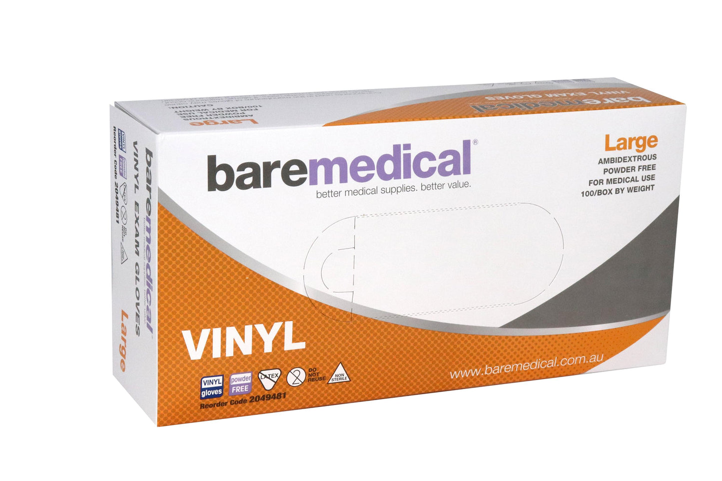 AB GLOVE VINYL EXAM LARGE 100CT