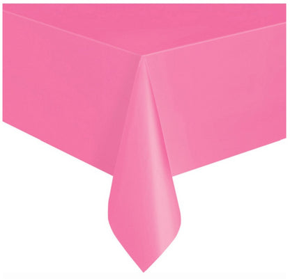 Unique Solid Rectangular Plastic Table Cover, 54" x 108" - Hot Pink
