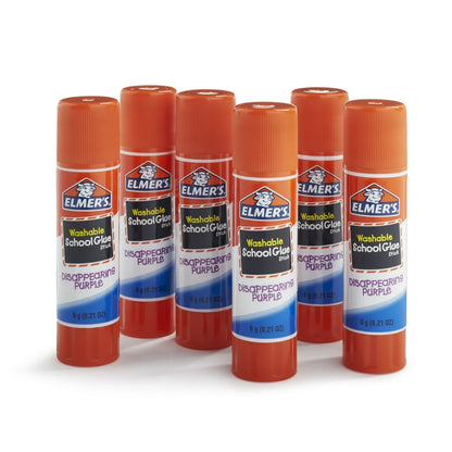 ELMER'S Washable School Glue Sticks - Disappearing Purple, 6 count