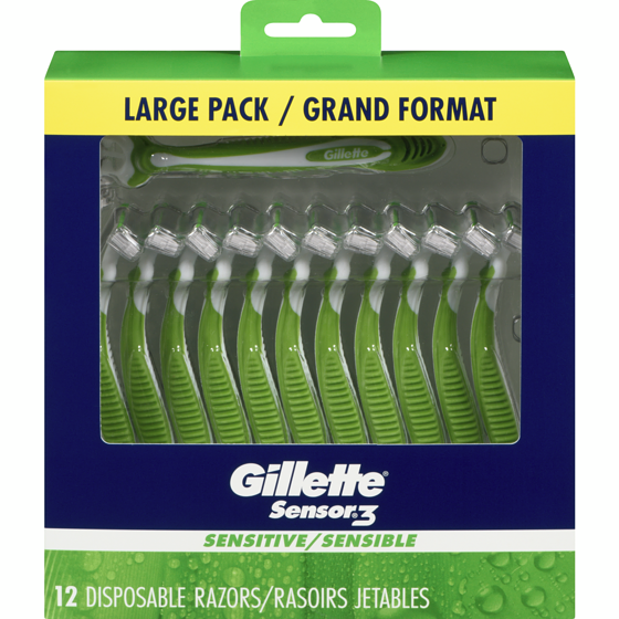 Gillette Mens Sensor 3 Razor Disposable 9 Count Sensitive