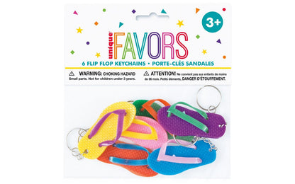 Unique Party Favors Flip Flop Keychains, 6 count