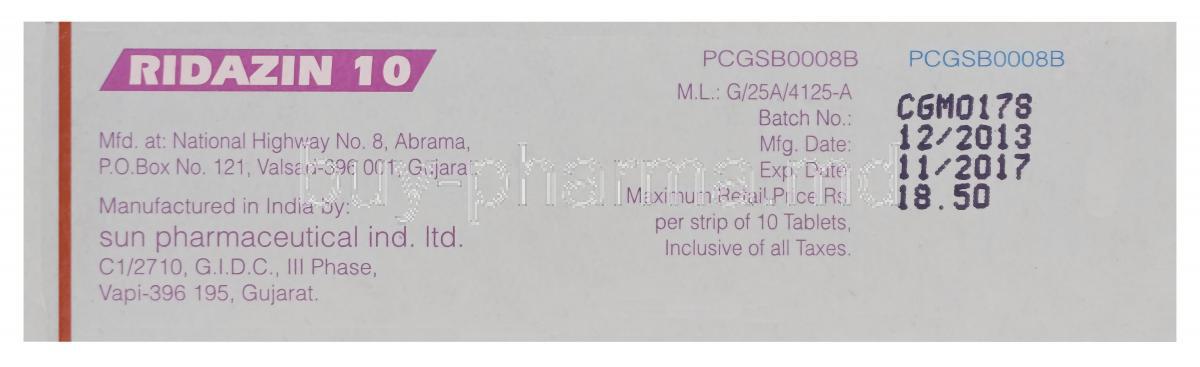 THIORIDAZINE TB 10MG 100