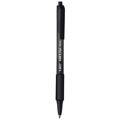BiC Soft Feel Retractable Ballpoint Pens - Black, 5 count