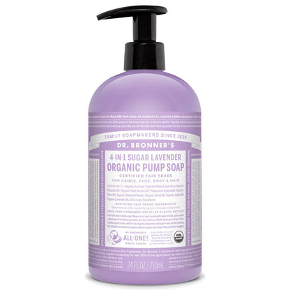 Dr. Bronners Organic Sugar Soap 12oz Lavender Pump