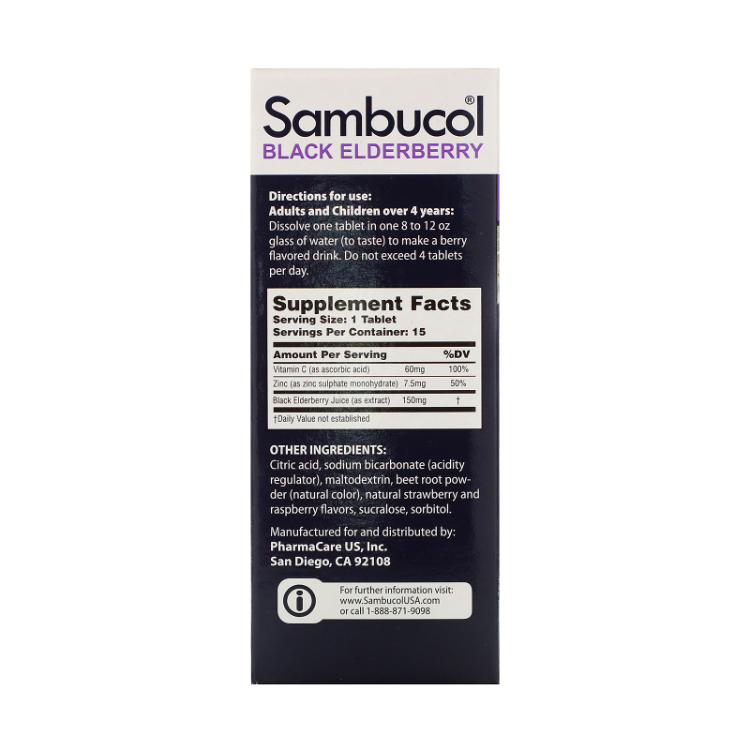 SAMBUCOL BLACK ELDERBERRY CHEW TAB 60CT